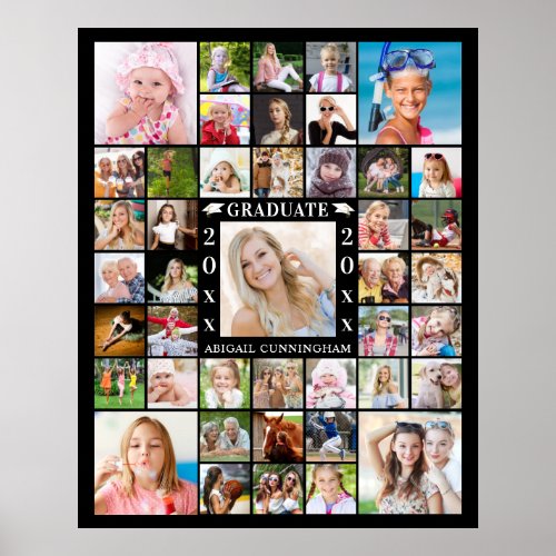 Graduation Party 43 Photo Collage Personalized Poster