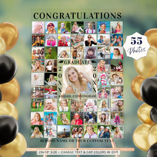 Graduation Party 55 Photo Collage Custom Acrylic Sign
