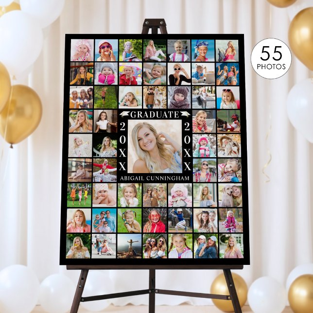 Graduation Party 55 Photo Collage Personalized Foam Board (Creator Uploaded)