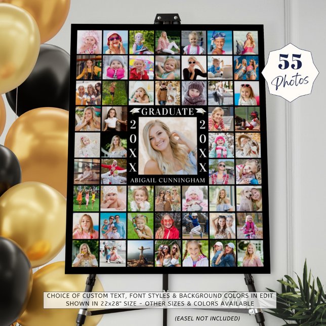 Graduation Party 55 Photo Collage Personalized Foam Board (Creator Uploaded)