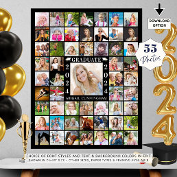 Graduation Party 55 Photo Collage Personalized Poster