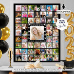 Graduation Party 55 Photo Collage Personalized Poster<br><div class="desc">Easily upload 55 photos of your graduate through the years to display at the graduation party and entertain guests with memories. Personalized with their name and class year with the title GRADUATE and white graduation caps. Make several to display throughout the party and consider themes for each like Family, Friends,...</div>
