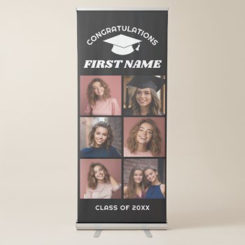 Graduation Party 6 Photo Collage - Black Retractable Banner by MarshEnterprises at Zazzle