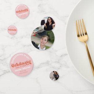 Graduation Party 70s Orange and pink Confetti