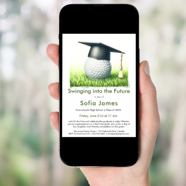 Graduation Party |  A Golf-Themed Graduation Invitation (Front Digital)