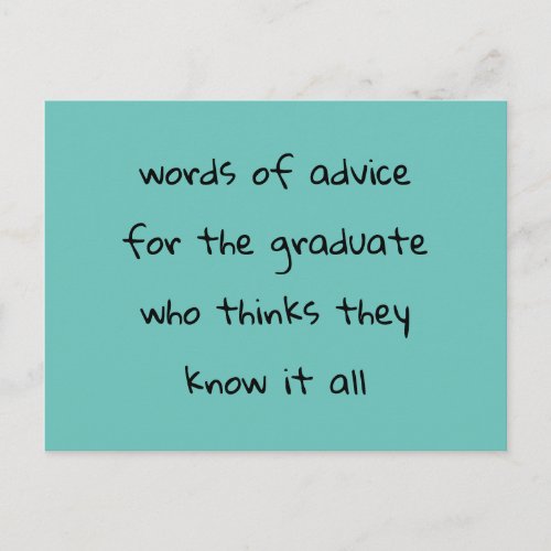 Graduation Party Advice Card For Guests