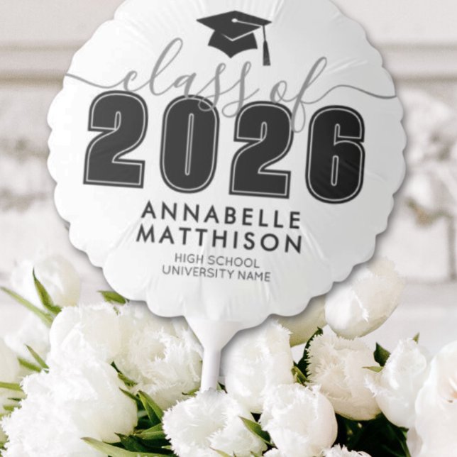 Graduation Party Balloon (Graduate Black White Graduation Balloon)