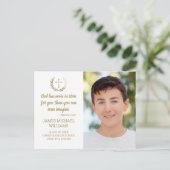 Graduation Party Bible Verse Photo White Gold Postcard (Standing Front)