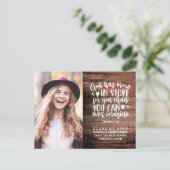 Graduation Party Bible Verse Rustic Photo Postcard (Standing Front)