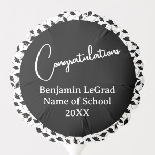 Graduation Party Black and White Personalize Balloon