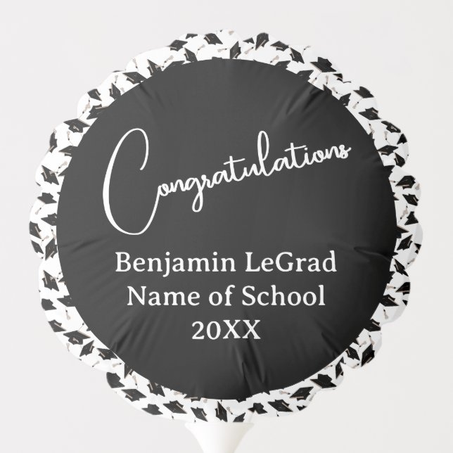 Graduation Party Black and White Personalize Balloon (Back)