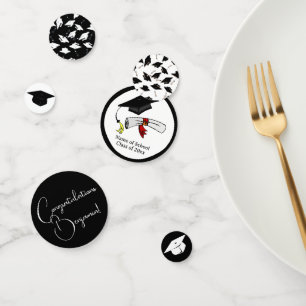 Graduation Party Black and White Personalize Table Confetti