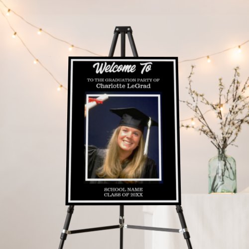 Graduation Party Black and White Welcome Sign