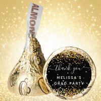 Graduation party black gold name thank you