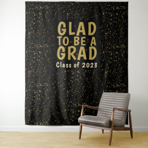 Graduation Party Black Gold Photo Backdrop