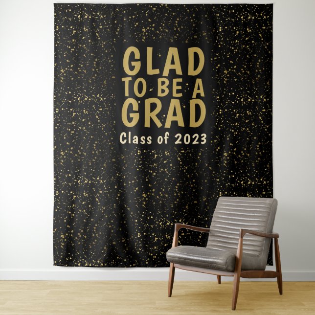 Graduation Party Black Gold Photo Backdrop (In Situ)
