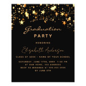 Graduation party black gold star budget invitation flyer (Front)