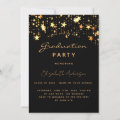 Graduation party black gold stars elegant invitation | Zazzle