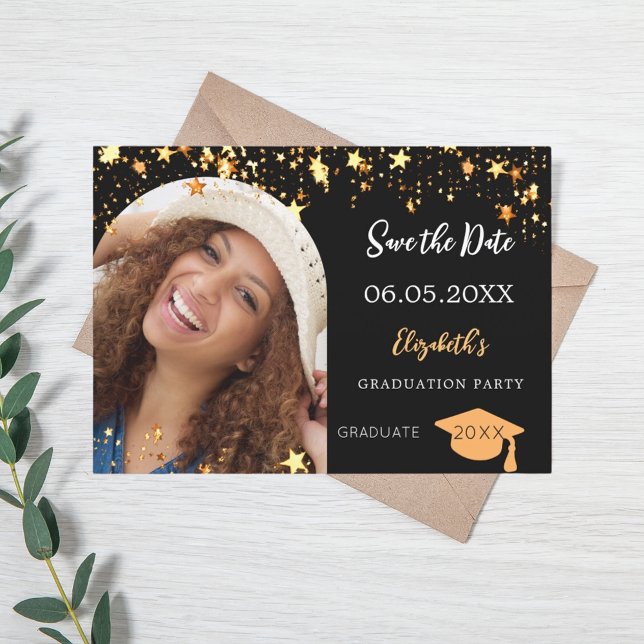 Graduation party black gold stars photo arch 2026 save the date (Creator Uploaded)