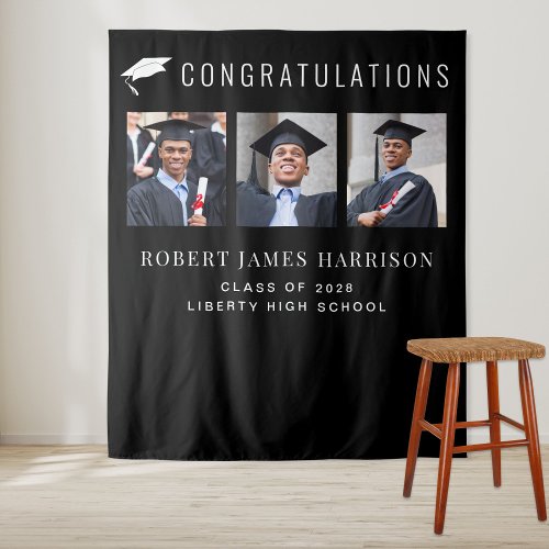 Graduation Party Black Photo Booth Backdrop