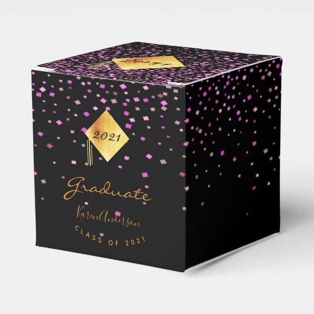 Graduation party black purple 2025 favor boxes (Front Side)