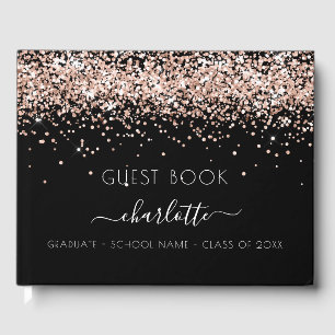 Graduation party black rose gold 2025 guest book