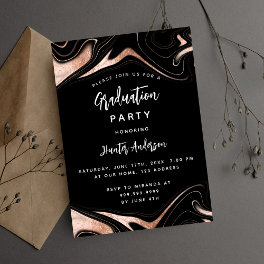 Graduation party black rose gold modern invitation