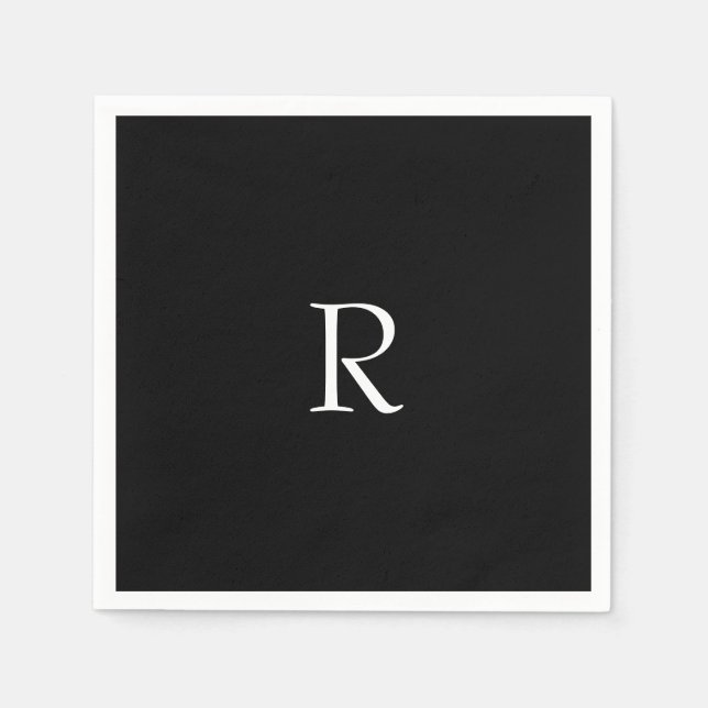 Graduation Party Black White Monogram Initial 2026 Napkins (Front)
