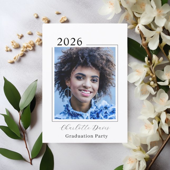 Graduation party black white photo class of 2026 invitation (Creator Uploaded)