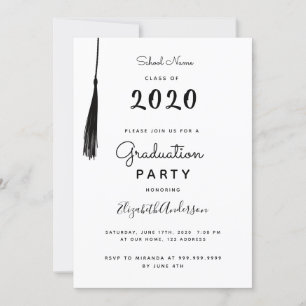 Graduation party black white tassel 2025 invitation
