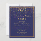 Graduation party blue gold 2024 budget invitation (Front)