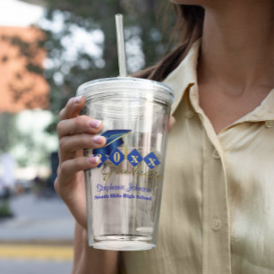 Graduation Party Blue Gold Personalized Acrylic Tumbler