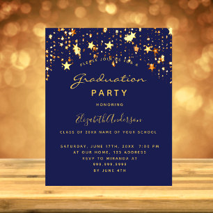 Graduation party blue gold stars 2026 invitation