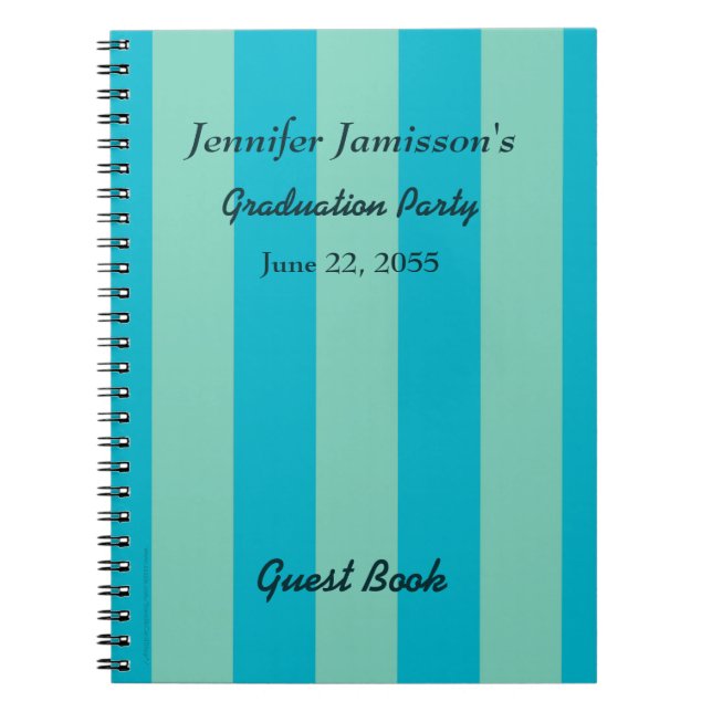 Graduation Party Blue/Green Minimalist Guest Book  (Front)