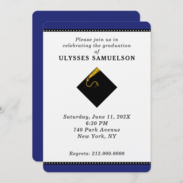 Graduation Party Blue Invitation (Front/Back)