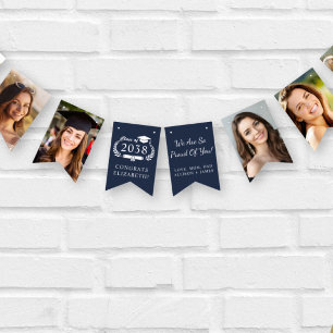 Graduation Party Blue Photo Collage Bunting Flags
