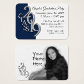 Graduation Party Blue Photo Insert Card 2019 (Front & Back)
