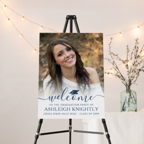 Graduation Party Blue Welcome Photo Sign
