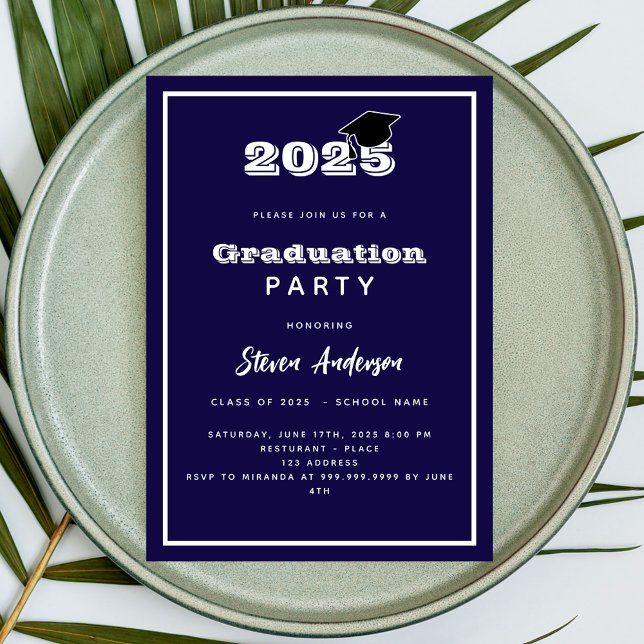 Graduation Party blue white 2026 Invitation (Creator Uploaded)