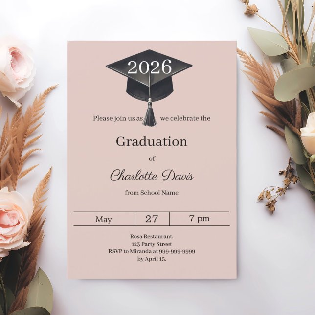 Graduation party blush pink class of 2026 invitation (Creator Uploaded)
