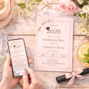 Graduation party blush pink She did it Invitation