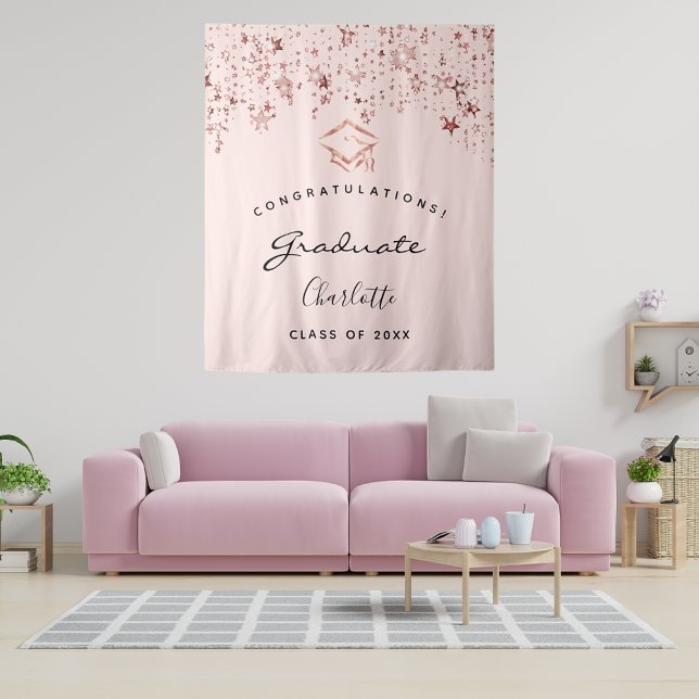 Graduation party blush rose gold graduate tapestry (Creator Uploaded)