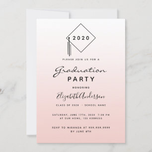 Graduation party blush rose gold topper invitation