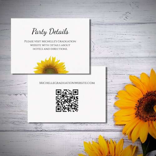 Graduation Party Botanical Sunflower  Enclosure Card