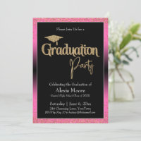 Graduation Party Bright Pink Ombre Confetti