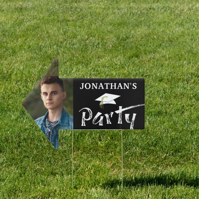 Graduation Party Brush Stroke Photo Black Sign (Insitu)