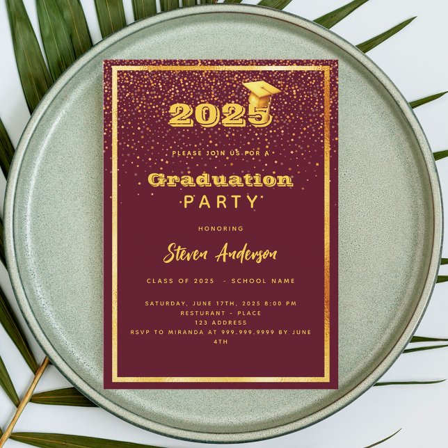 Graduation Party burgundy gold 2026 Invitation (Creator Uploaded)