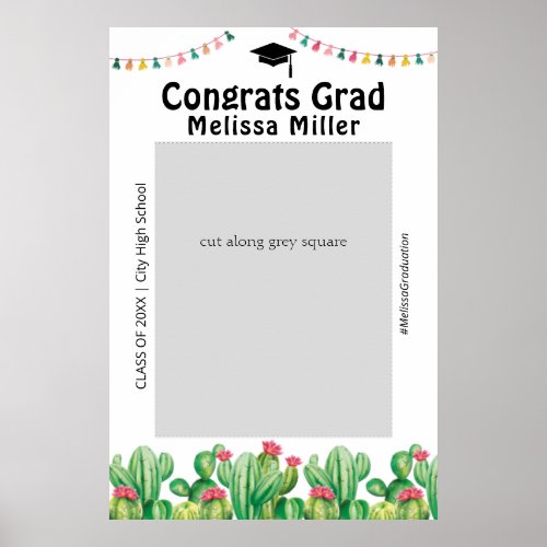 Graduation Party Cactus Fiesta Booth Frame Poster
