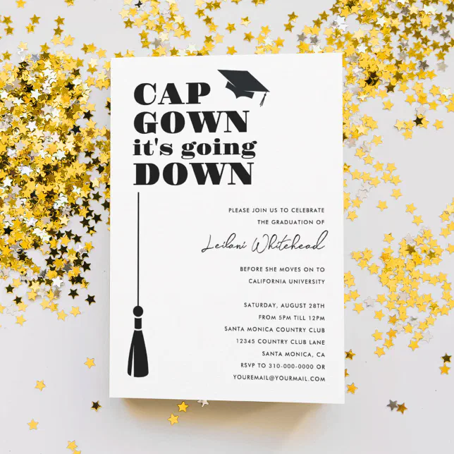 Graduation Party Cap Gown it's going Down Invitation | Zazzle