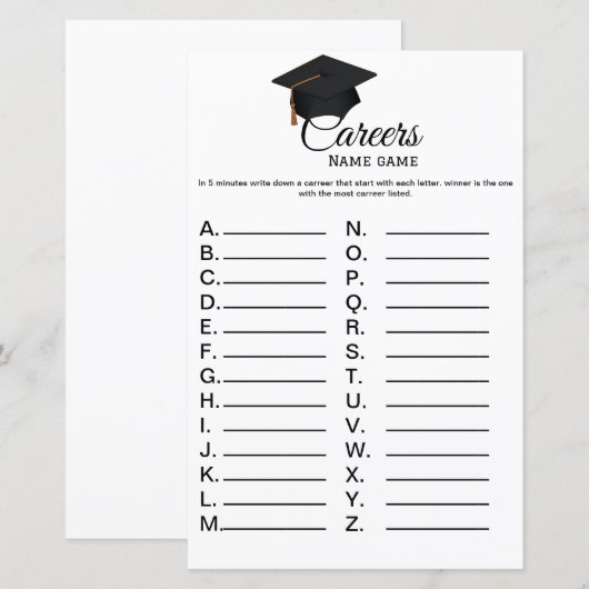 Graduation party carreer game fun graduate party  (Front/Back)